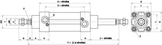 ISO 6431 Pneumatic Cylinder with Through Rod